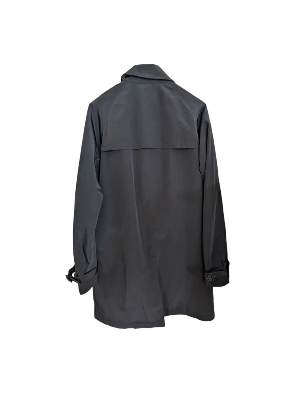 Banana Republic Sz L Car Coat Men’s Mid Length Navy Zip & Snap Repairable Flaws
